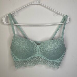 VICTORIA'S SECRET PINK green lace bralette size Large